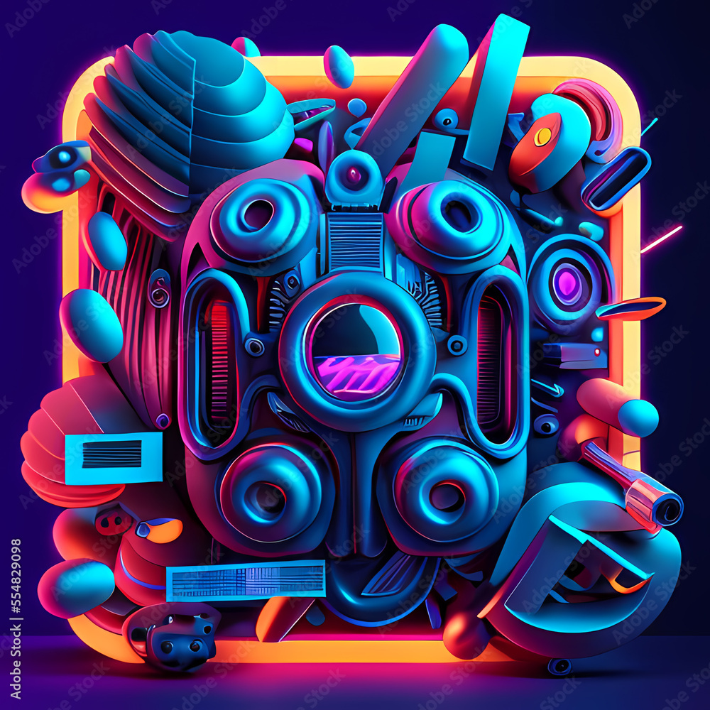 Obraz premium Modern Fantastic Illustration: A Dreamlike Scene of colorful Fantasy and detailed Glow