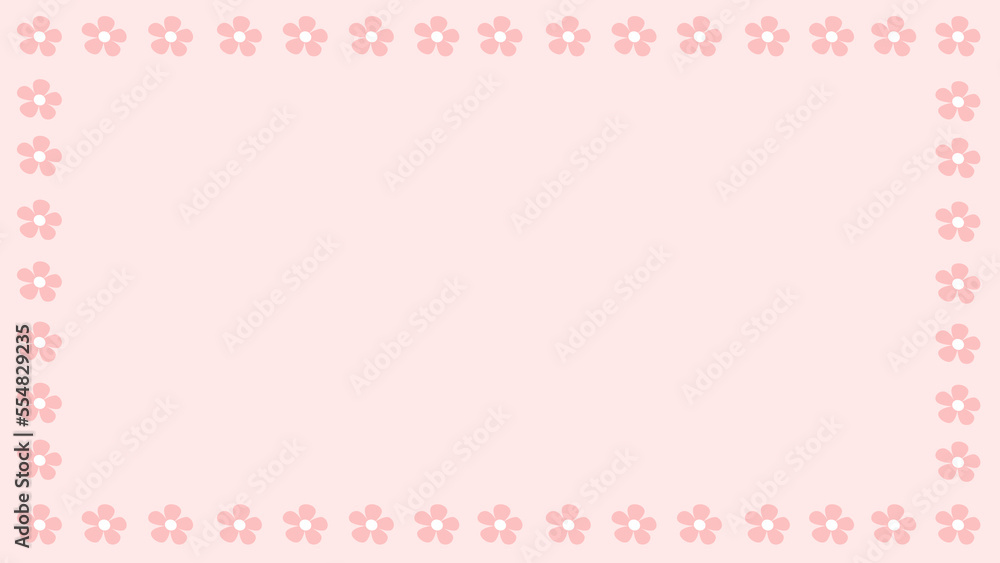 cute frame with pink flowers on the pink background