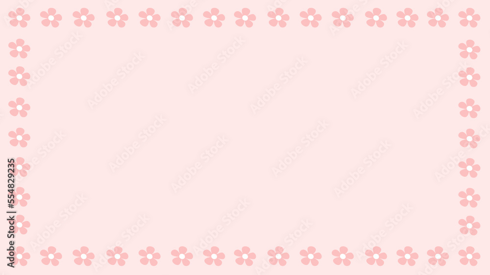 cute frame with pink flowers on the pink background cute frame with pink flowers on the pink background