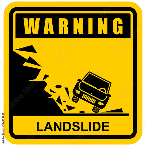 Warning, Landslide, sign vector