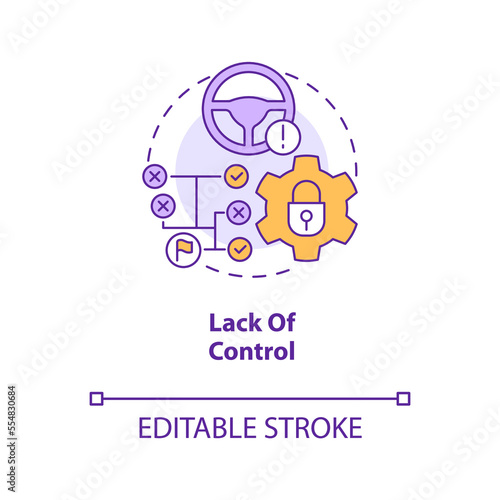 Lack of control concept icon. Outsourcing disadvantage abstract idea thin line illustration. Mismanagement. No authority. Isolated outline drawing. Editable stroke. Arial, Myriad Pro-Bold fonts used