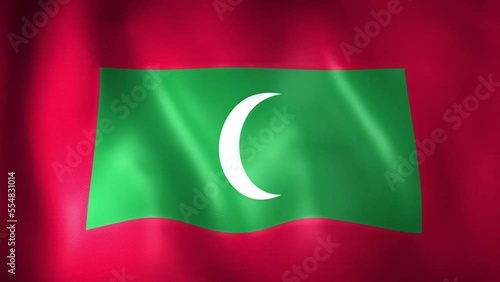 Animation of Maldivian flag. 4K. Maldives flag flying, Republic of Maldives flag render animation	