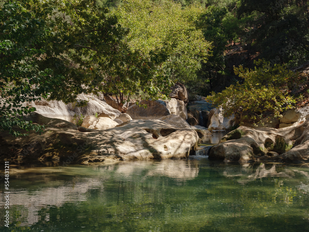 Fototapeta premium Turkey travel, mediterranean area on a warm summer day. st peter's trail