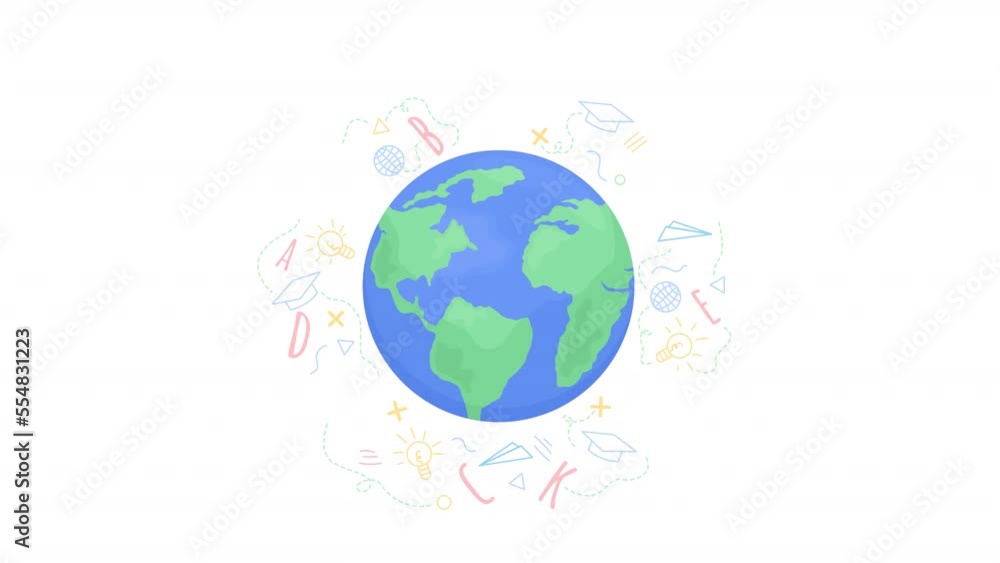 Animated world communication concept. Looped 2D cartoon flat object on white with alpha channel transparency for web design. HD video footage. Globe connection creative idea animation Animated world communication concept. Looped 2D cartoon flat object on white with alpha channel transparency for web design. HD video footage. Globe connection creative idea animation