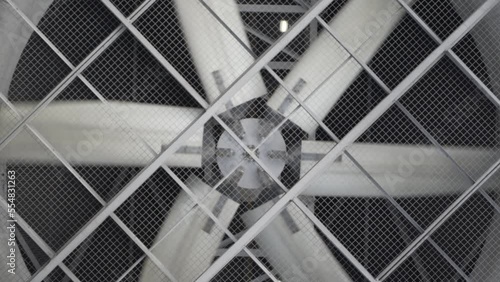 Industrial Refrigeration Unit on Wall Closeup 4K photo