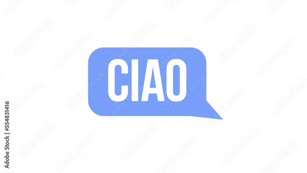 Animated blue speech cloud element. Flat cartoon style HD video footage. Hello in Italian. Textbox color illustration on white background with alpha channel transparency for animation Animated blue speech cloud element. Flat cartoon style HD video footage. Hello in Italian. Textbox color illustration on white background with alpha channel transparency for animation