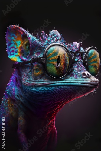 Beautiful and colored animals with glasses portrait gekko, lizzard