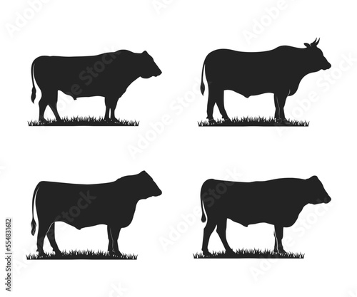 Bull icon set. Bull silhouette icon set. Ox vector illustration