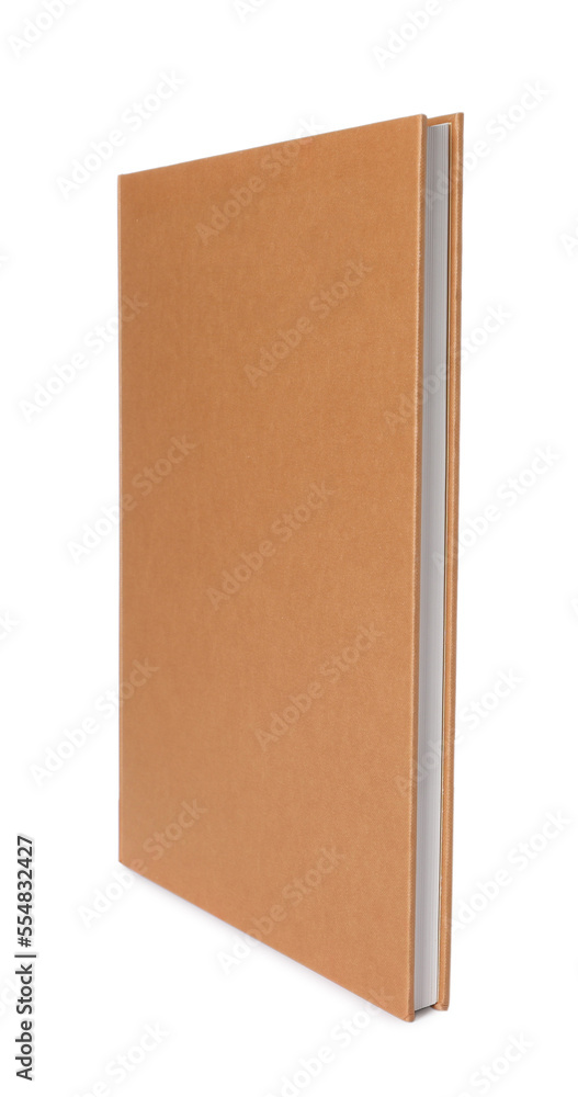 Closed book with brown hard cover isolated on white Closed book with brown hard cover isolated on white