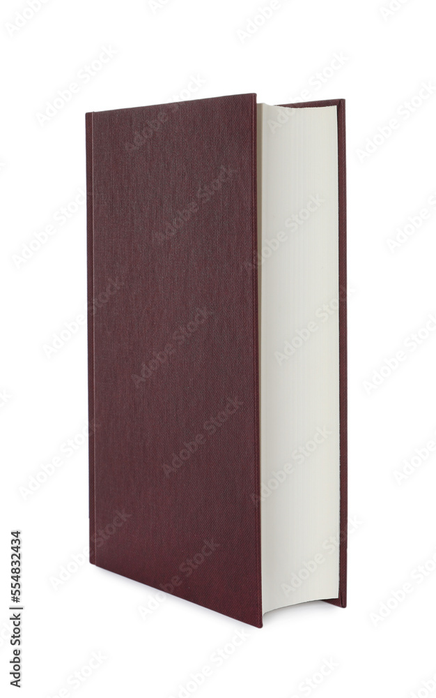 Closed book with brown hard cover isolated on white Closed book with brown hard cover isolated on white
