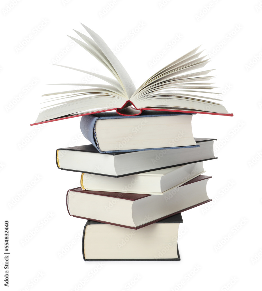 Stack of hardcover books isolated on white Stack of hardcover books isolated on white