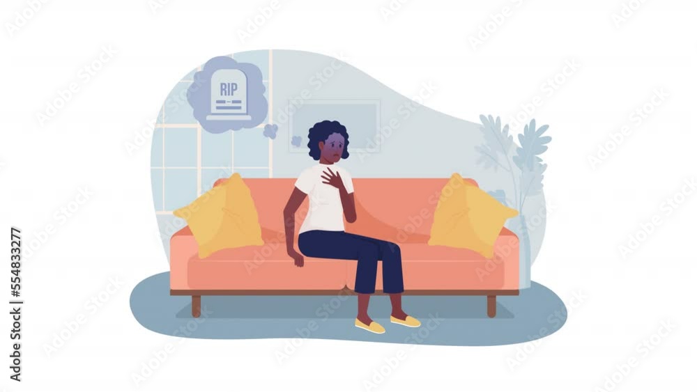 Animated isolated woman in fear. Looped flat 2D character HD video ...