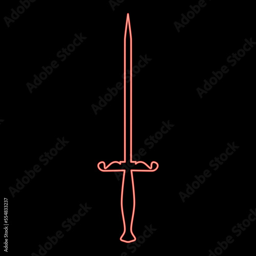 Neon stylet knife Stiletto red color vector illustration image flat style
