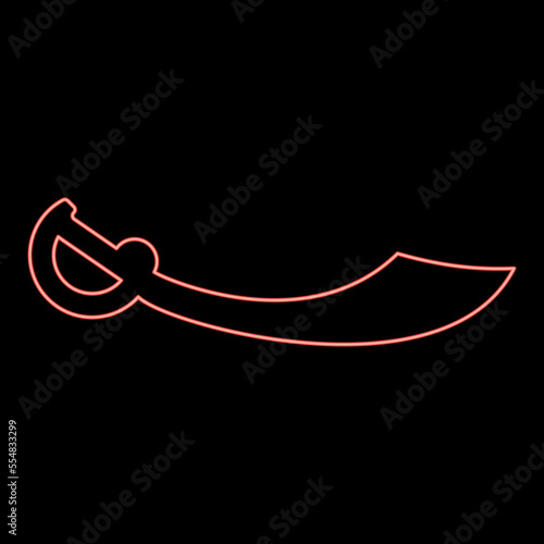 Neon pirate saber Cutlass red color vector illustration image flat style