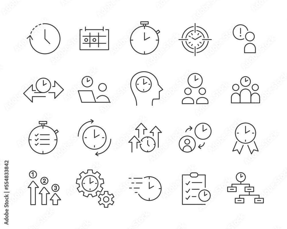 Time Management Icons - Vector Line. Editable Stroke. Time Management Icons - Vector Line. Editable Stroke.