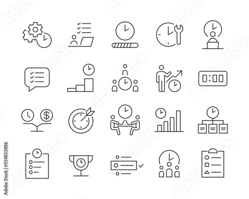 Time Management Icons - Vector Line. Editable Stroke.