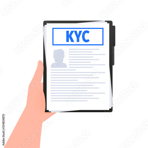 KYC - know your customer Document, verifying the identity in the hand