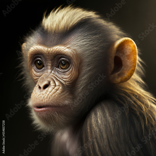 3D illustration, beautiful image of a monkey, 3D rendering.