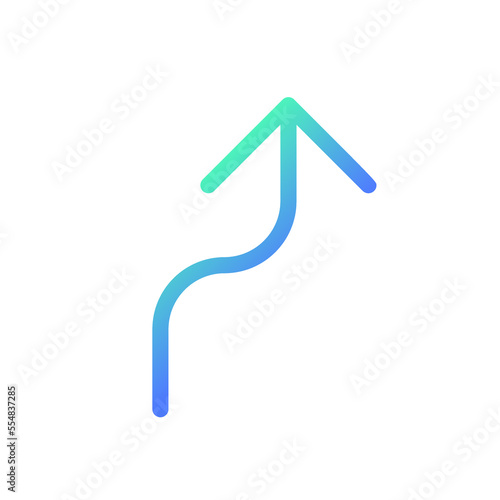 Right reverse turn pixel perfect gradient linear ui icon. Follow arrow. Road sign. Finding route. Line color user interface symbol. Modern style pictogram. Vector isolated outline illustration