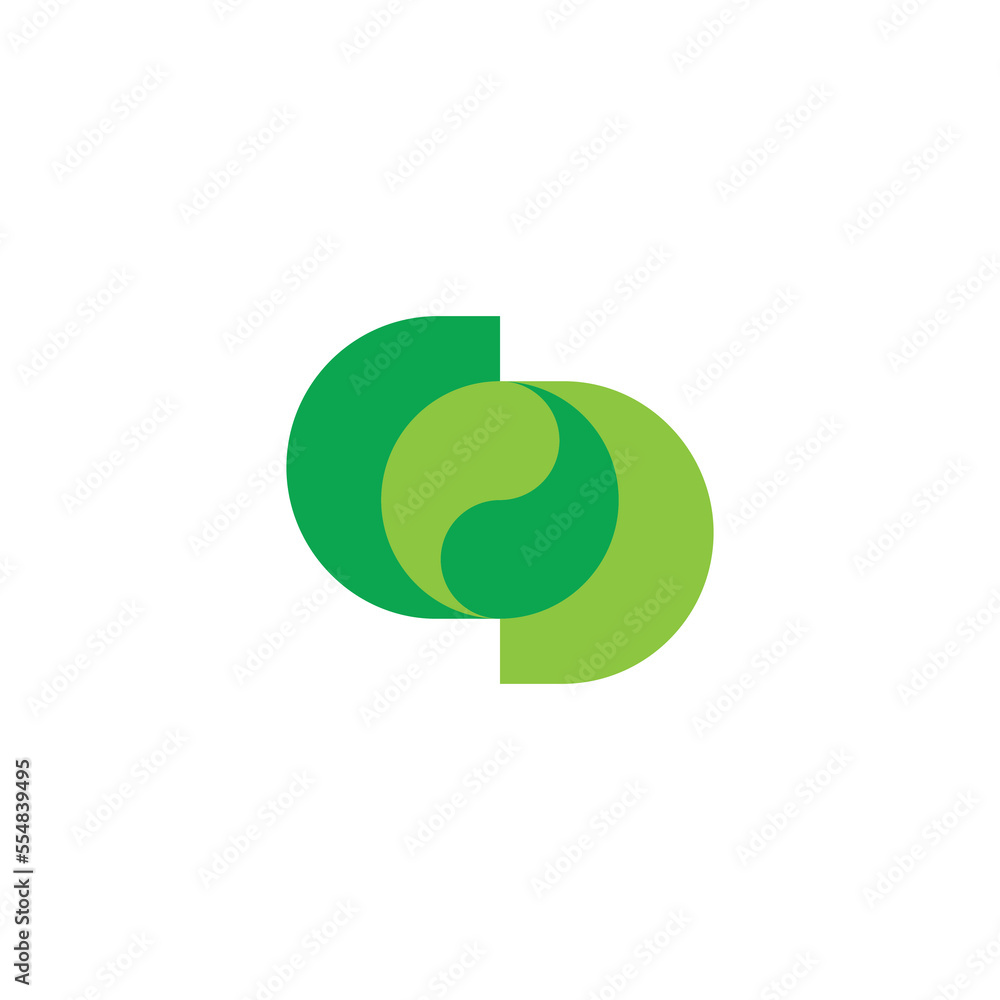 letter cd linked green leaf geometric logo vector letter cd linked green leaf geometric logo vector