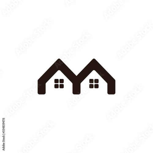 letter m home flat monogram logo vector