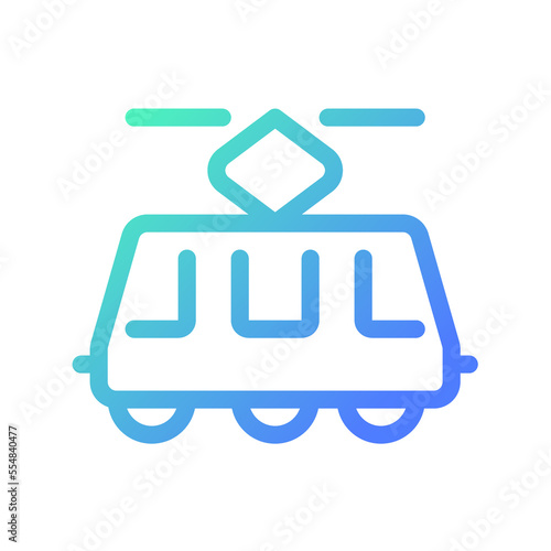 Electric trolleybus pixel perfect gradient linear ui icon. Transportation mode. Trackless trolley. Line color user interface symbol. Modern style pictogram. Vector isolated outline illustration