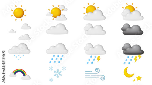 Foto Set of weather icons isolated on white background