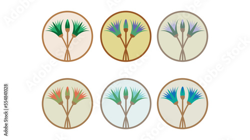 Ancient Egypt Lotus Flowers The Pharaonic symbol - Illustration Vector Icons Set Background with ancient Egyptian Color	
