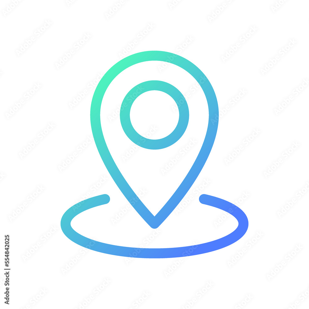 Dropping pin point pixel perfect gradient linear ui icon. Find location on map. GPS navigation. Line color user interface symbol. Modern style pictogram. Vector isolated outline illustration