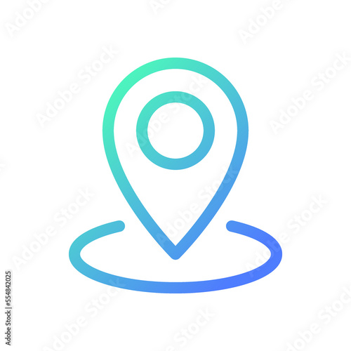 Dropping pin point pixel perfect gradient linear ui icon. Find location on map. GPS navigation. Line color user interface symbol. Modern style pictogram. Vector isolated outline illustration