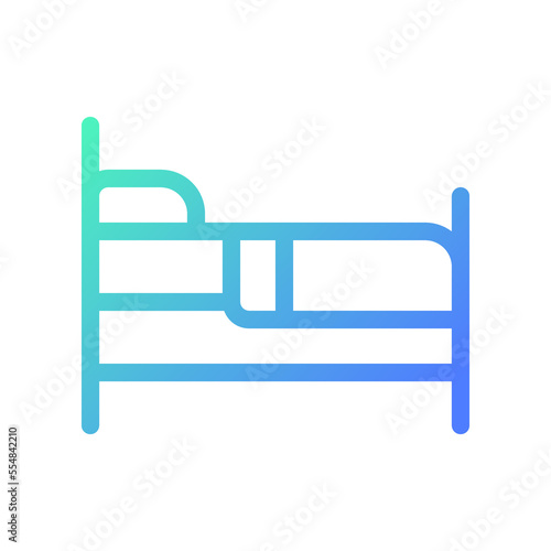 Finding bed to sleep pixel perfect gradient linear ui icon. Rest area and hotel. Homeless shelter. Line color user interface symbol. Modern style pictogram. Vector isolated outline illustration