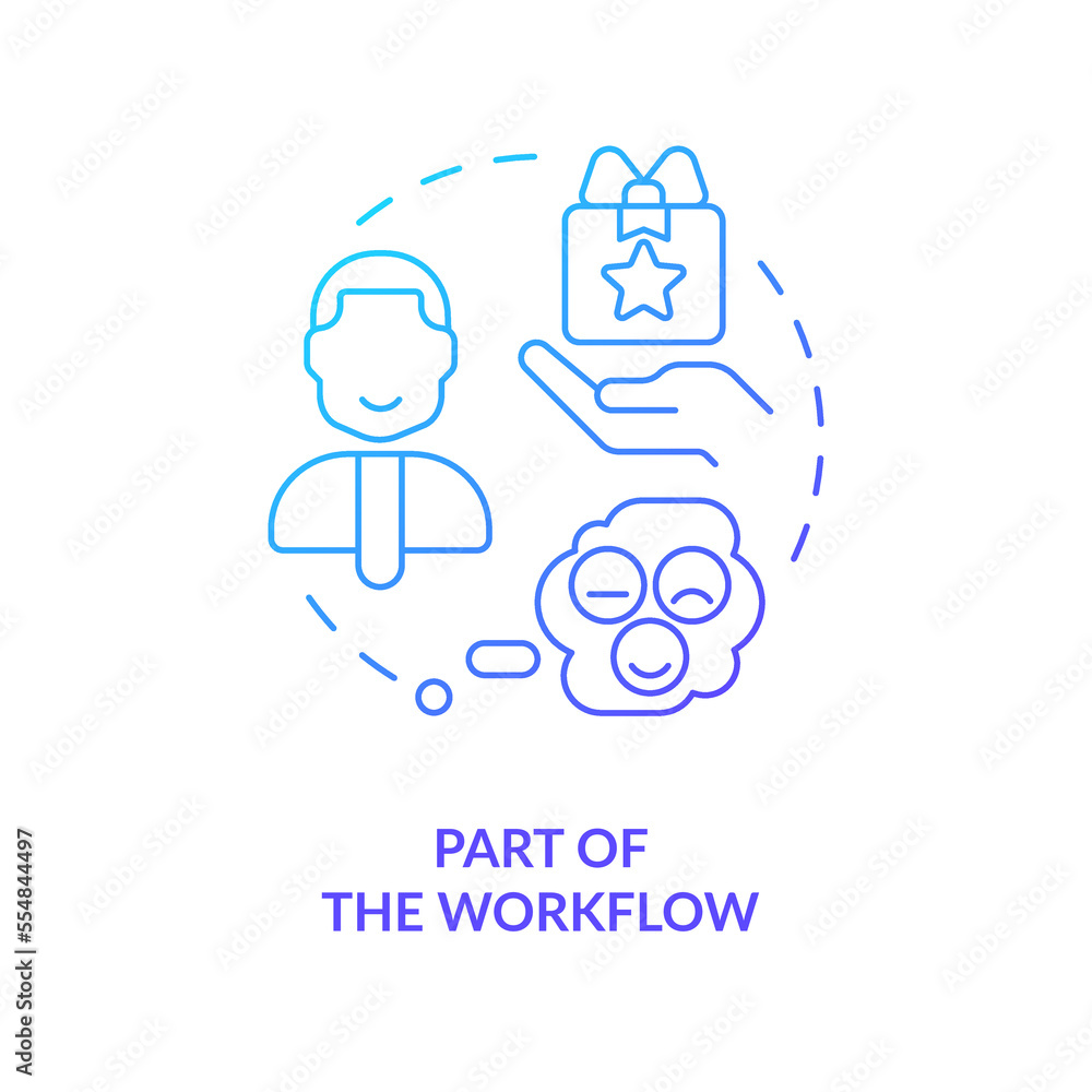 Part of workflow blue gradient concept icon. Motivating customer service employees. Obtain reviews abstract idea thin line illustration. Isolated outline drawing. Myriad Pro-Bold font used