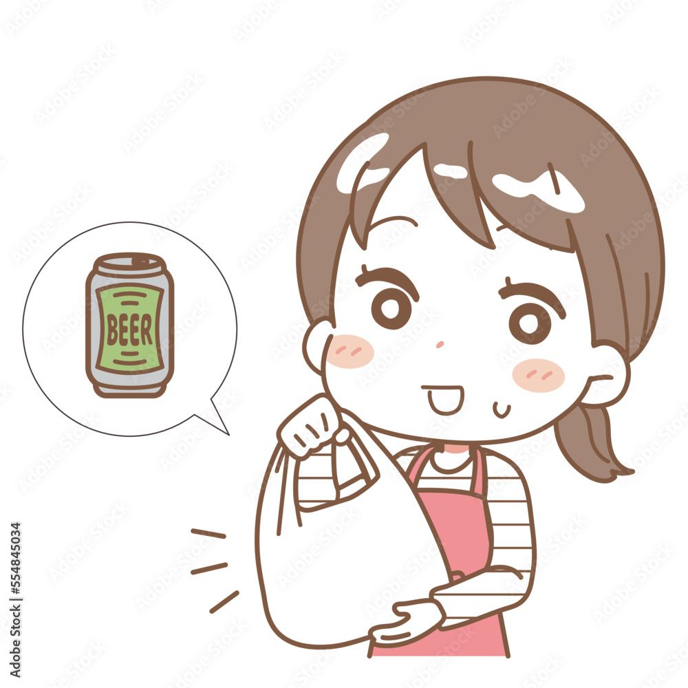 Illustration of a woman secretly buying alcohol. Illustration of a woman secretly buying alcohol.