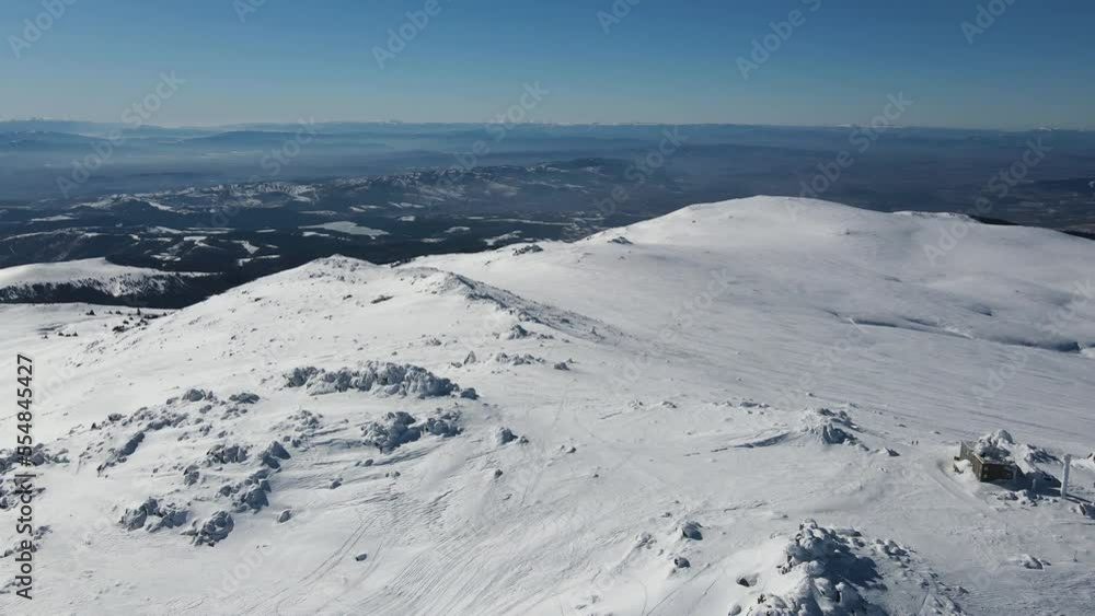 Aerial Winter view of Vitosha Mountain near Cherni Vrah peak, Sofia City Region, Bulgaria Aerial Winter view of Vitosha Mountain near Cherni Vrah peak, Sofia City Region, Bulgaria