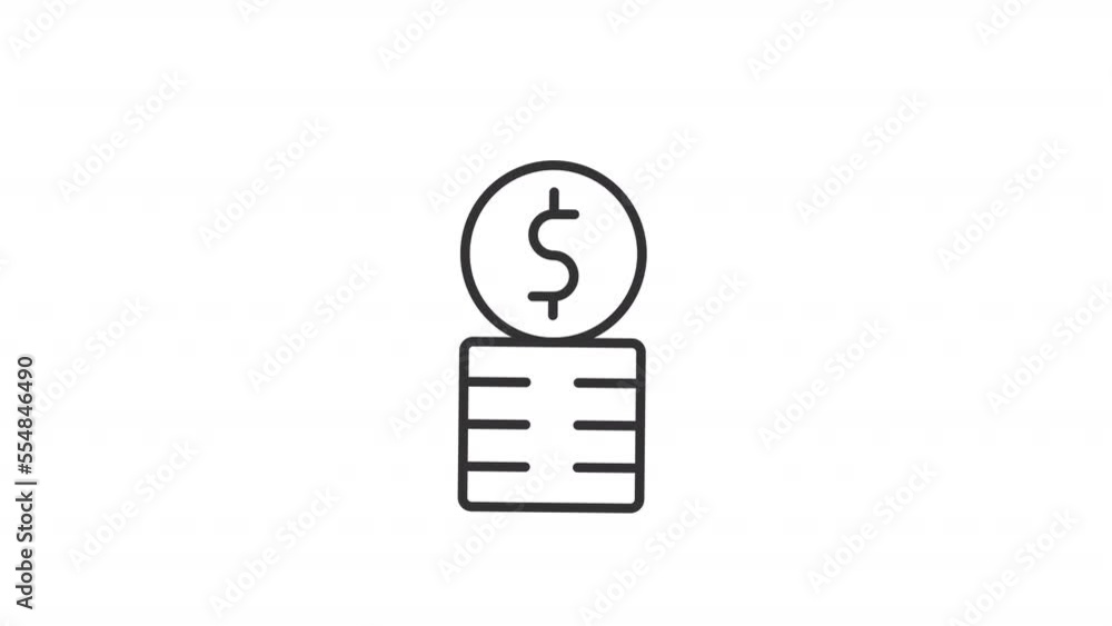 Animated coins linear icon. Making profit. Providing service for money. Revenue and expenses. Seamless loop HD video with alpha channel on transparent background. Outline motion graphic animation Animated coins linear icon. Making profit. Providing service for money. Revenue and expenses. Seamless loop HD video with alpha channel on transparent background. Outline motion graphic animation