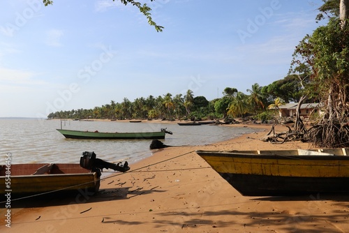 Galibi, Suriname. 23-10-2022. The beach at low tide on a beautiful morning in front of the Galibi guesthouse.