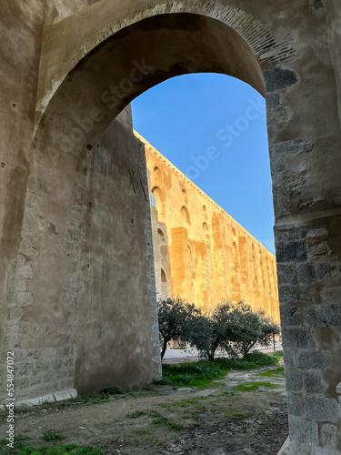 Amorite aqueduct. A 16th-century aqueduct that supplied water to the fortified city of Elvas. It was connected after the city's wells dried up. The length of the aqueduct is 7.5 km.  photo