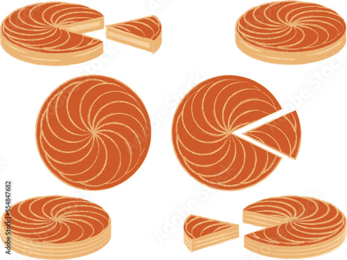 Galette des rois traditional french epiphany cake. Vector icon set with colors and brush stroke. photo