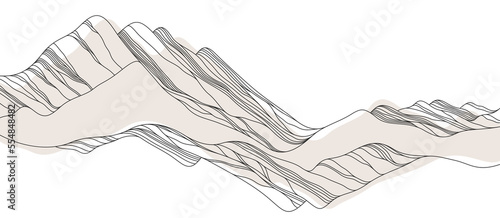 Abstract art background in oriental style, vector landscape with smooth lines wavy shapes, minimal simplistic design.