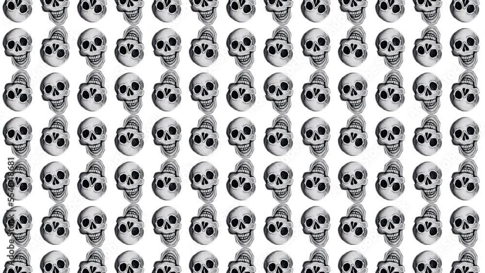 Trippy and quirky background of skulls shaking Trippy and quirky background of skulls shaking