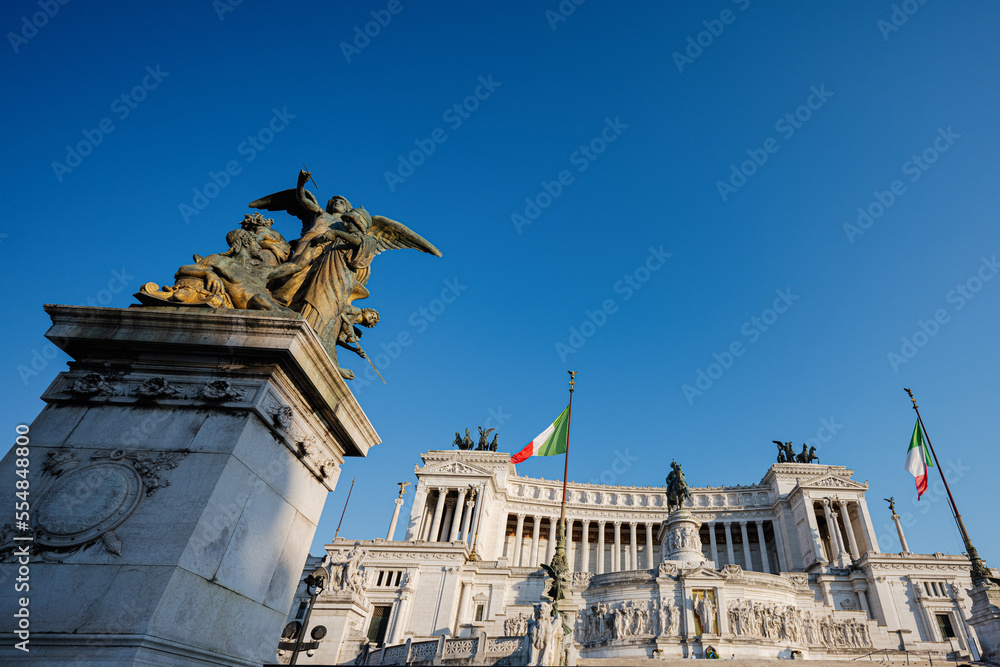 Vittorio or Victor Emanuele II National Monument at Piazza Venezia, Rome, Italy. Vittoriano or Altare della Patria, Altar of the Fatherland.