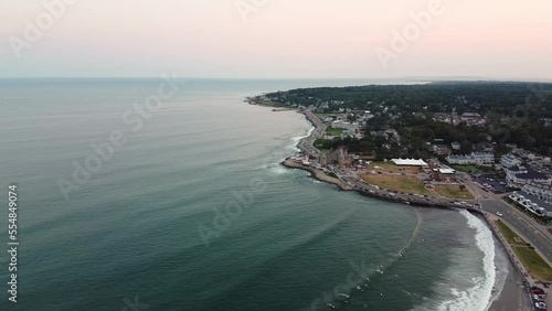 Wallpaper Mural Drone footage of Narragansett beach in Rhode Island featuring the beautiful Narragansett Towers. Torontodigital.ca