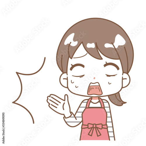 Illustration of a woman who makes a tsukkomi.