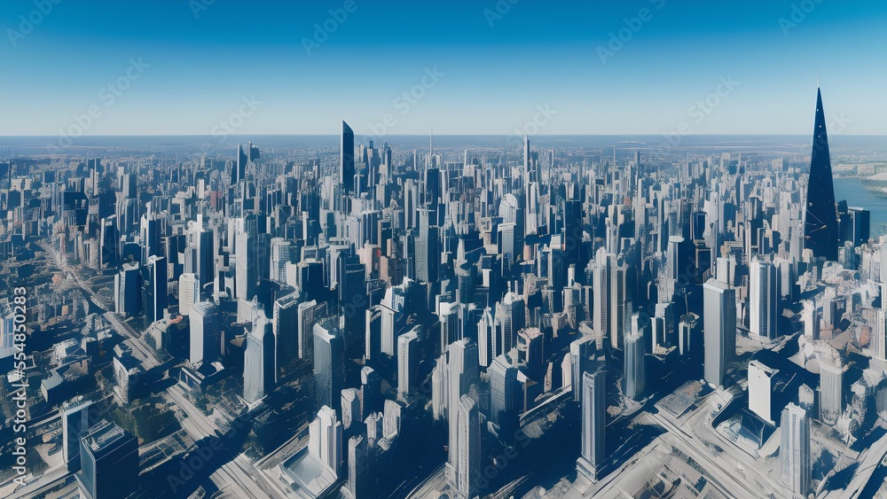Generative AI,aerial view of modern buildings in city against sky