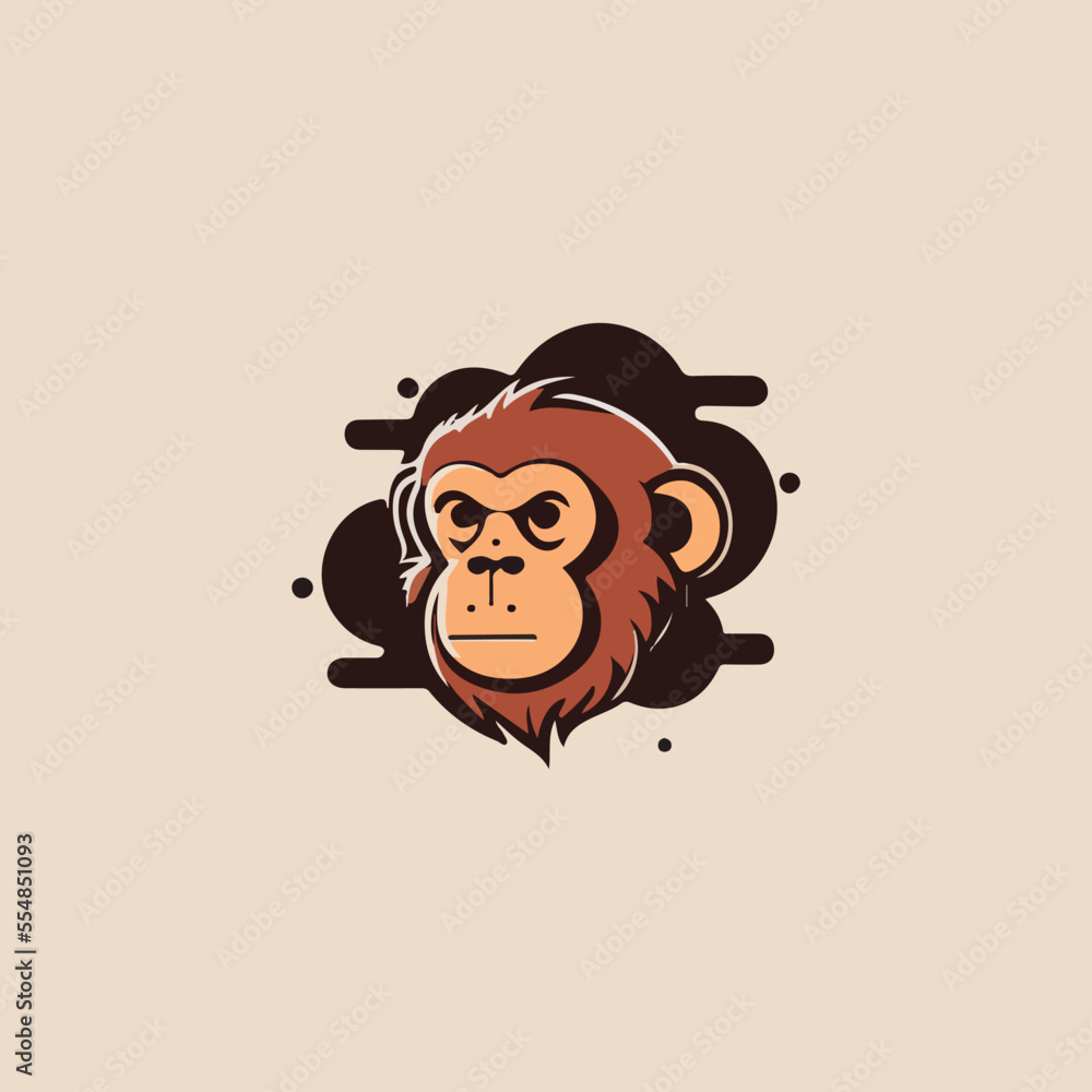 cool monkey icon with brown pattern behind cool monkey icon with brown pattern behind