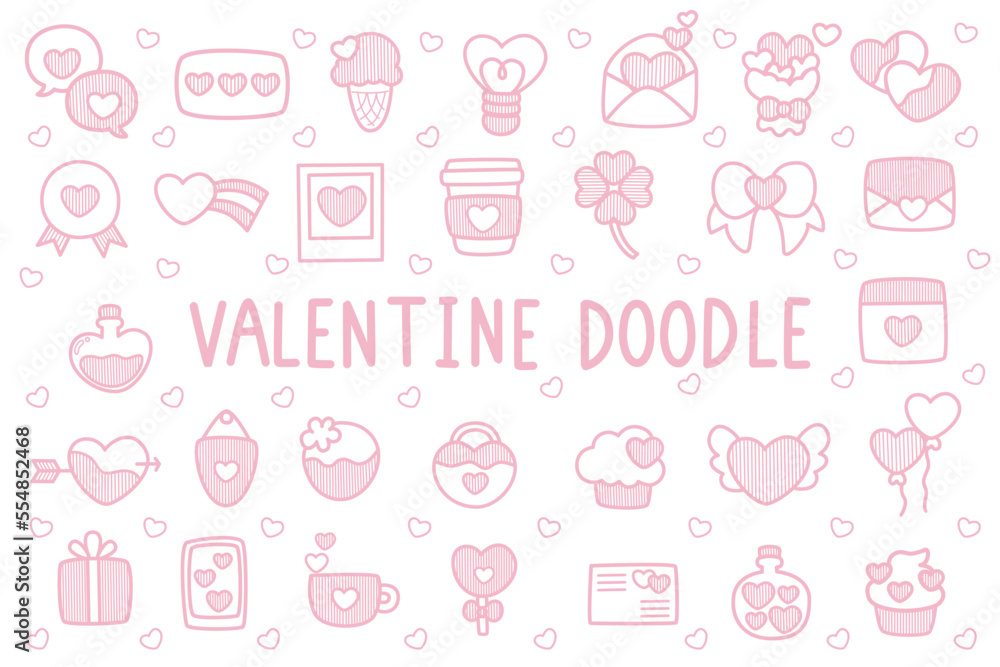 Valentine Doodle Decorations Collection Valentine Doodle Decorations Collection