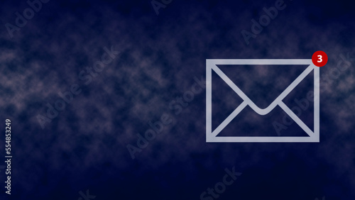 Envelope icon on a dark-blue background. Email concept. Receiving messages. Business. Lifestyle.