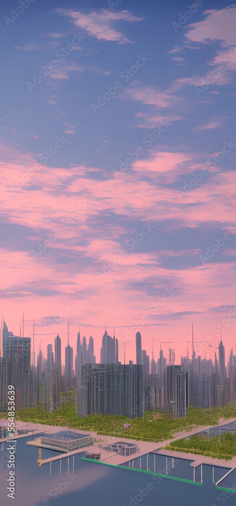 Generative AI,view of city buildings against sky during sunset