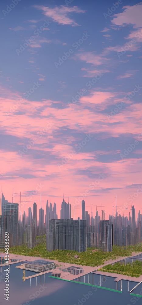 Generative AI,view of city buildings against sky during sunset Generative AI,view of city buildings against sky during sunset