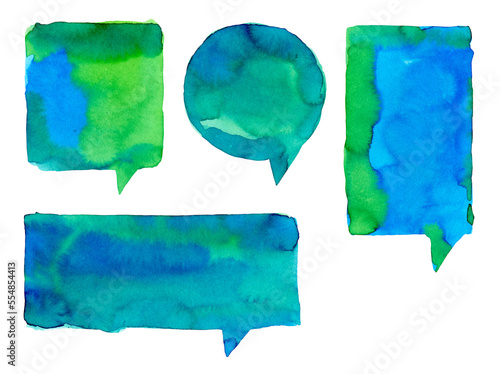 Watercolor speech bubbles. Brush stroke frames.